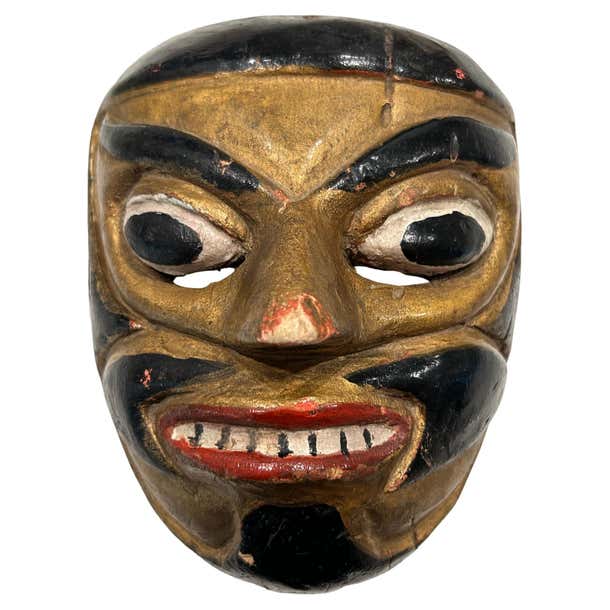Vintage Black/Gold Bali Topeng Dance Mask Indonesia Hand Carved ...