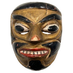 Masque de danse noir/doré Bali Topeng Indonésie Sculpté à la main par des artistes balinais