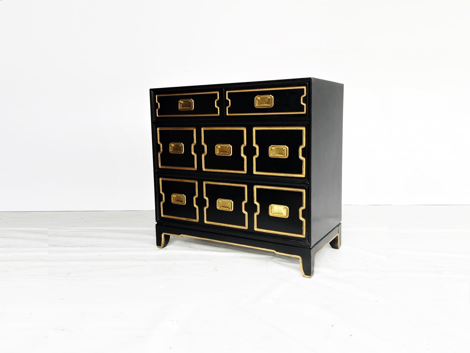 Vintage Black And Gold Dorothy Draper Style Chest For Sale At 1stdibs