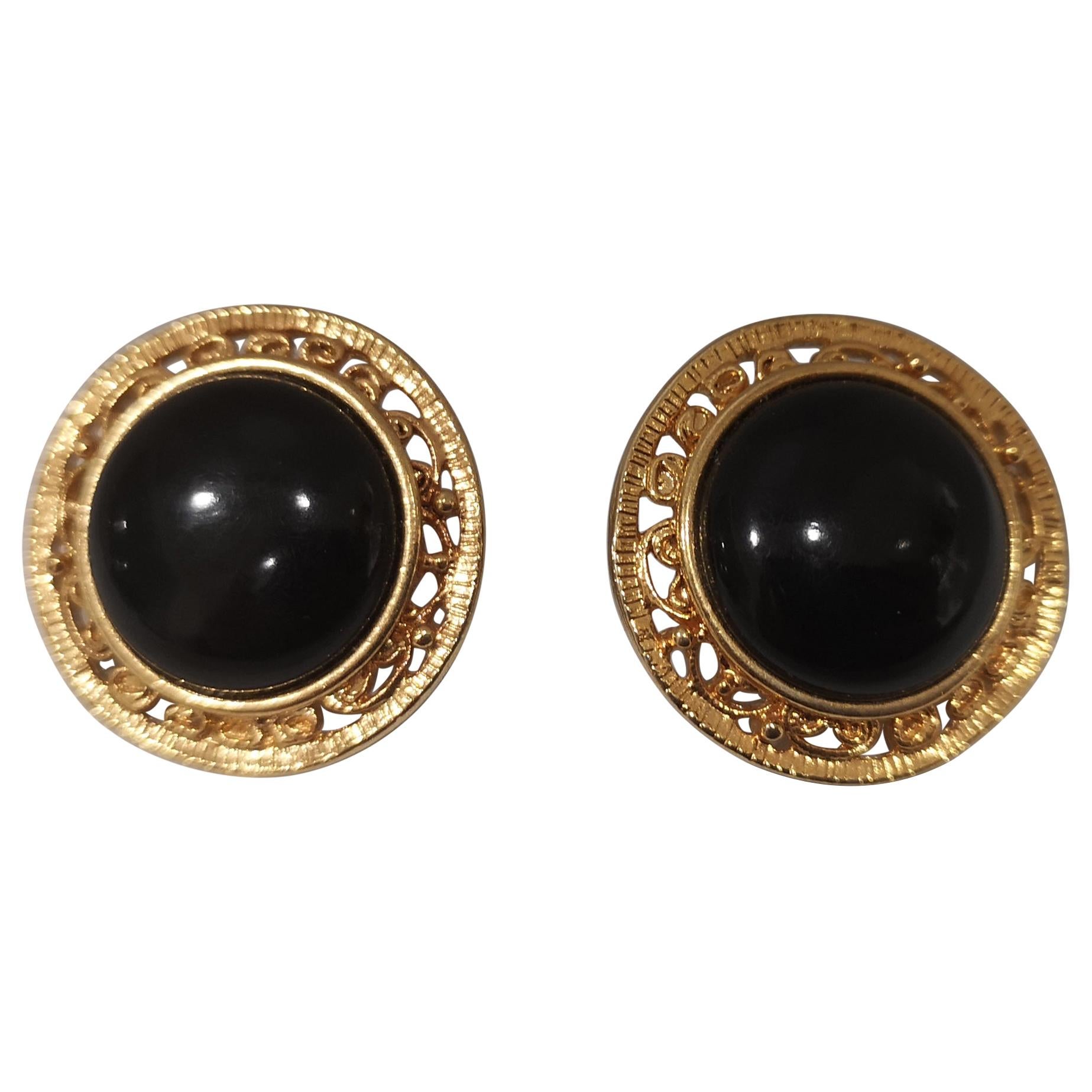 Vintage black gold earrings
