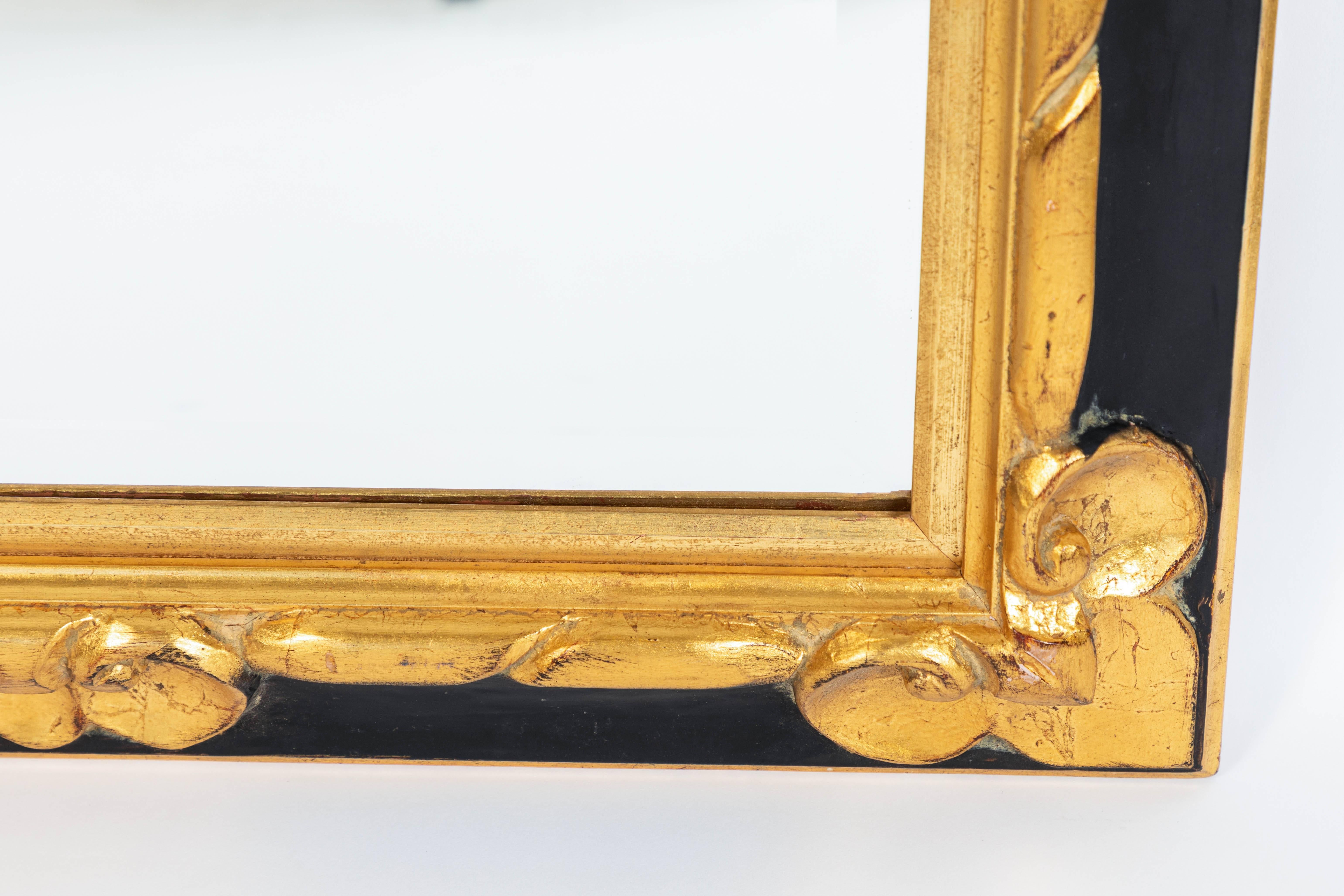 Vintage Black & Gold Finished Wood Frame Mirror 1