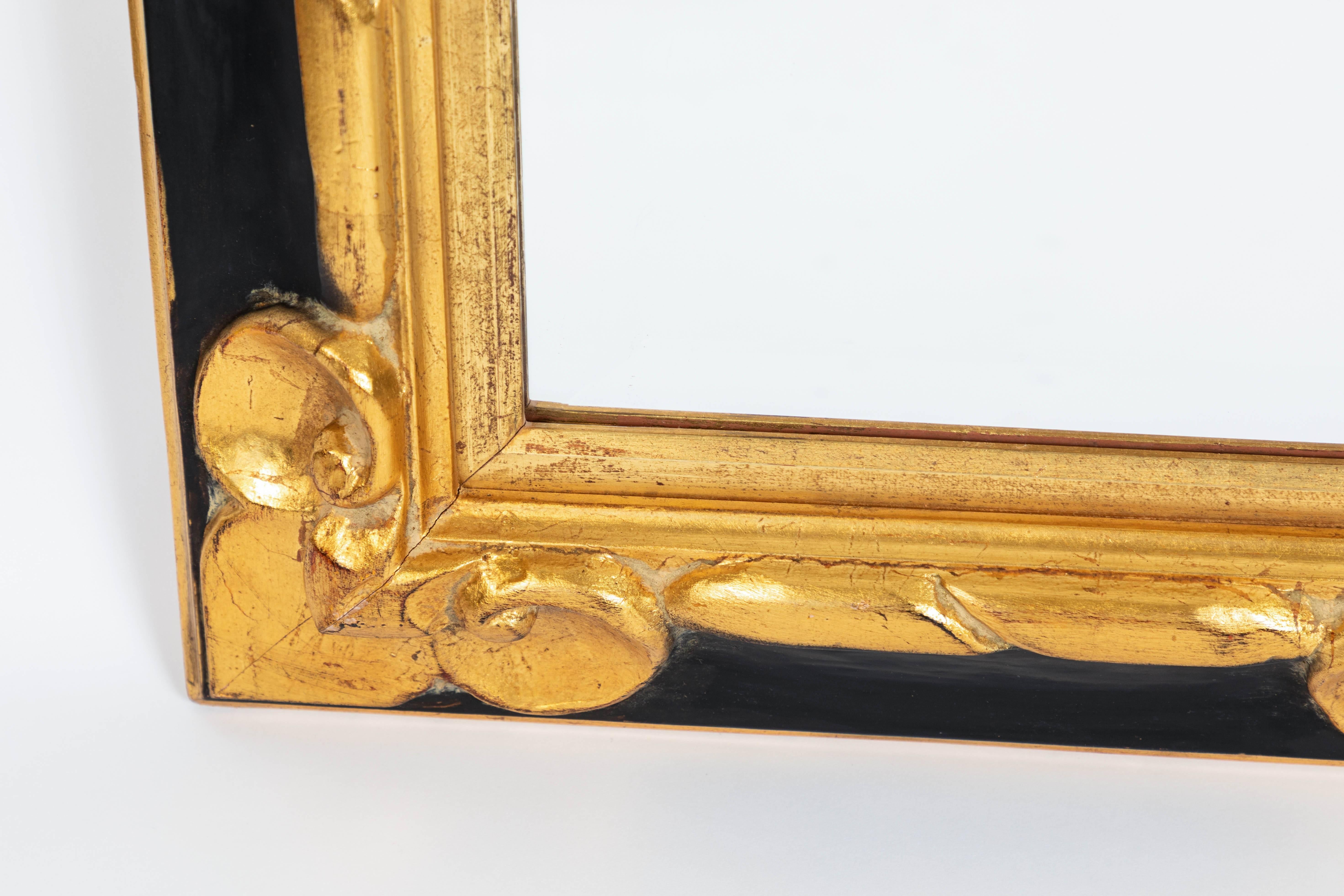 Vintage Black & Gold Finished Wood Frame Mirror 2