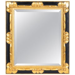 Vintage Black & Gold Finished Wood Frame Mirror