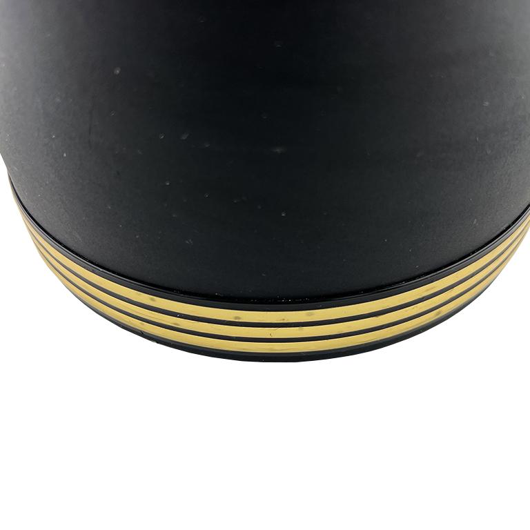 Vintage Black & Gold Ice Bucket – Mid-Century Modern Barware, Hollywood Regency For Sale 1