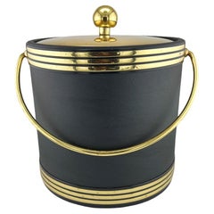 Vintage Black & Gold Ice Bucket – Mid-Century Modern Barware, Hollywood Regency