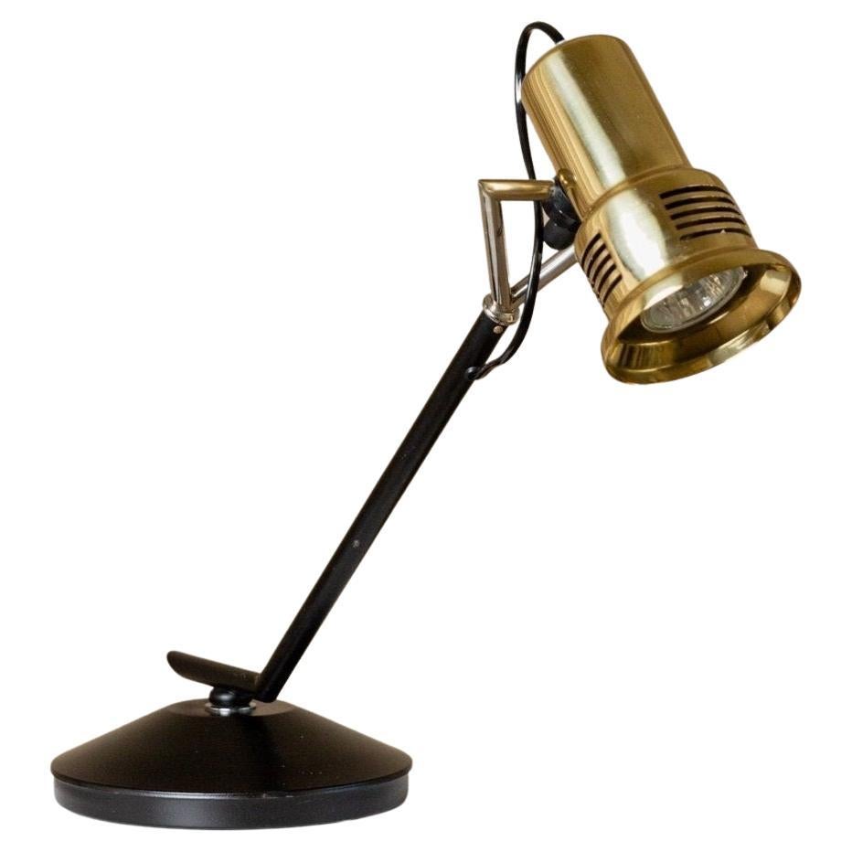 Lampada da tavolo vintage in metallo nero e oro di Gigidi Illuminazione, anni
80 Regency