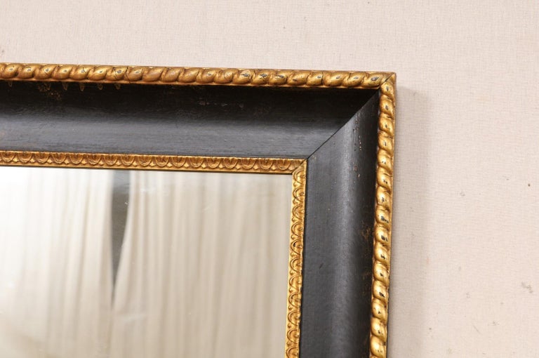 Vintage Black and Gold Rectangular Mirror For Sale at 1stDibs