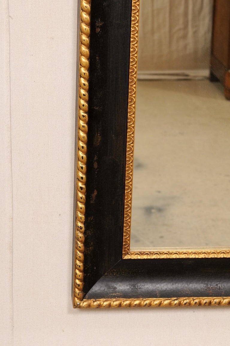 Vintage Black and Gold Rectangular Mirror For Sale at 1stDibs