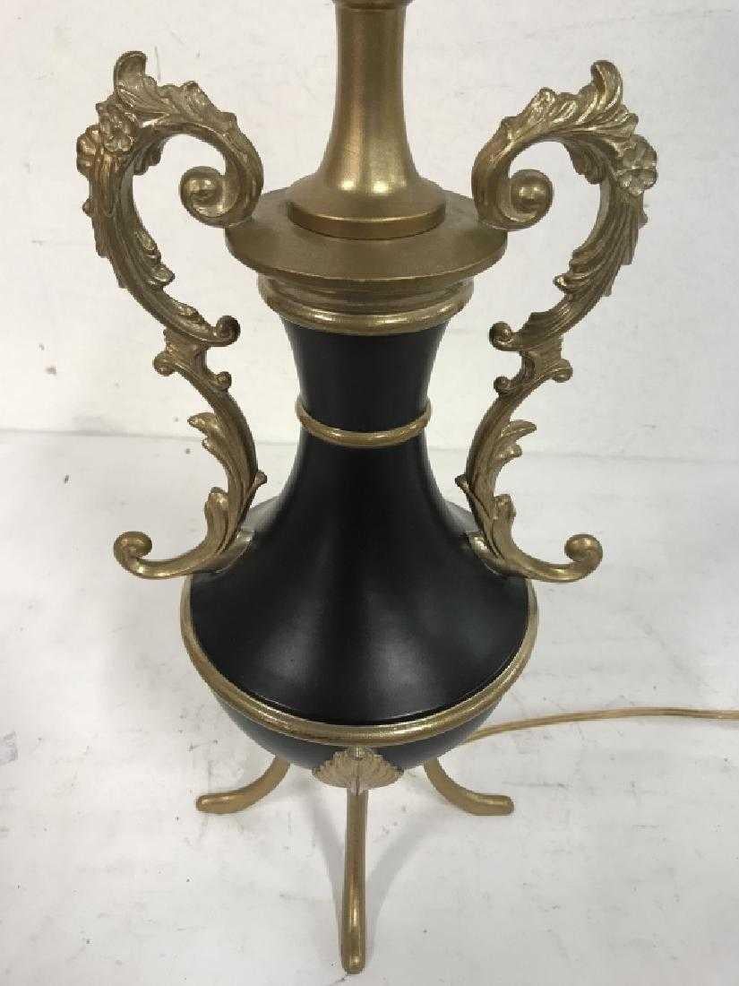 Machine-Made Vintage Black and Gold Toned Metal Lamp For Sale