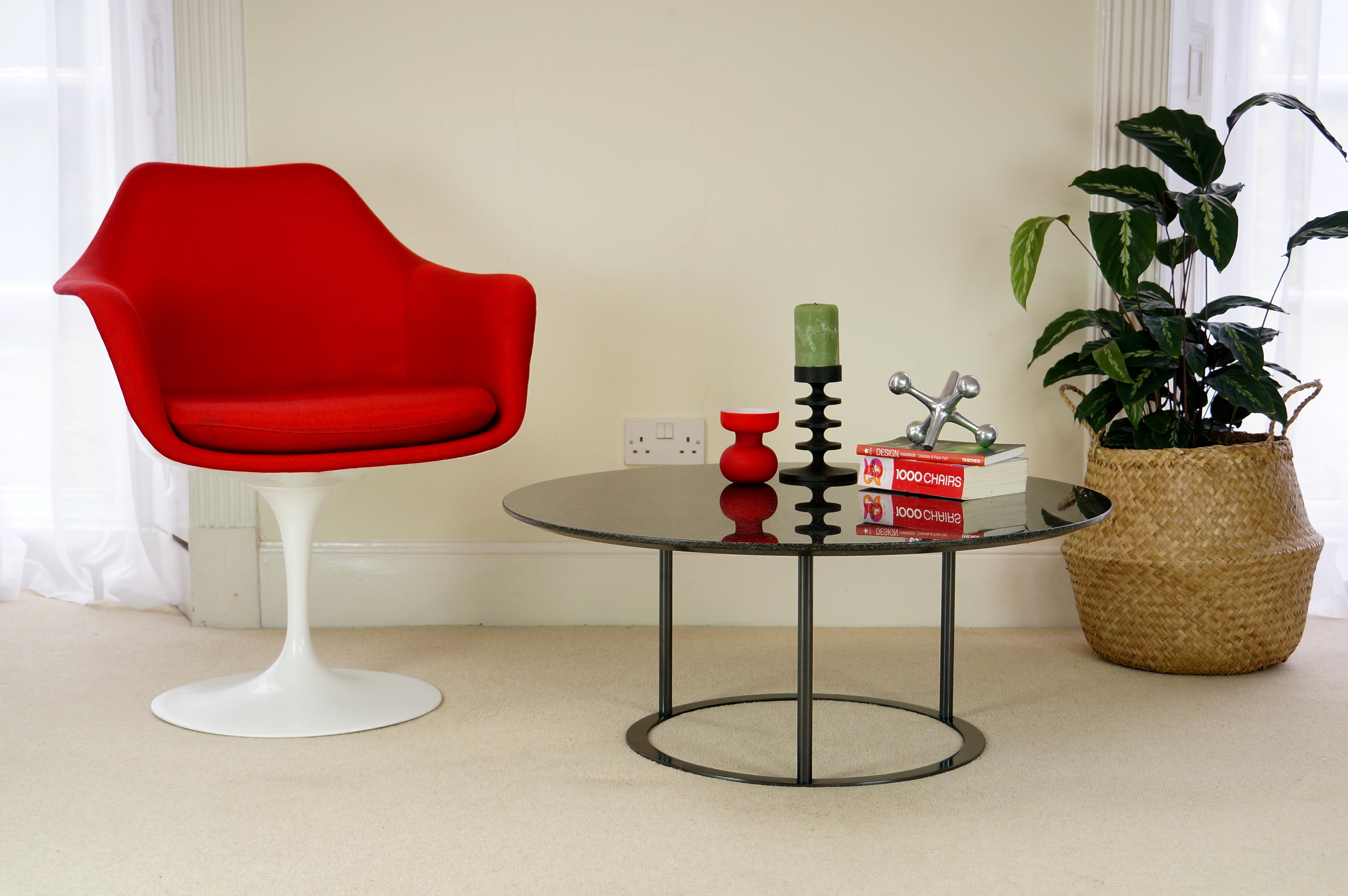 Vintage Black Granite and Steel UVI Coffee Table, Laura Griziotti, Arflex, 1981 5