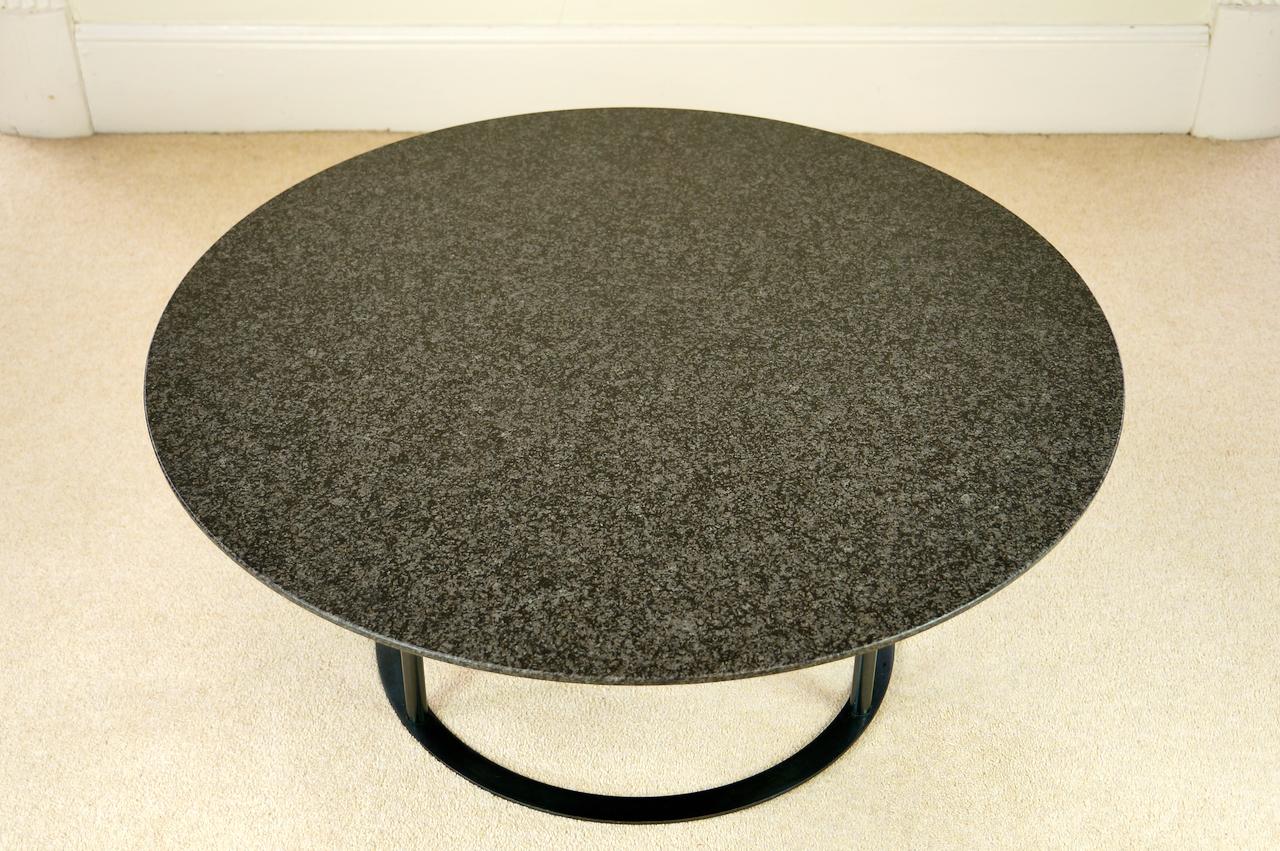 Modern Vintage Black Granite and Steel UVI Coffee Table, Laura Griziotti, Arflex, 1981