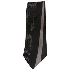Vintage black grey silk tie