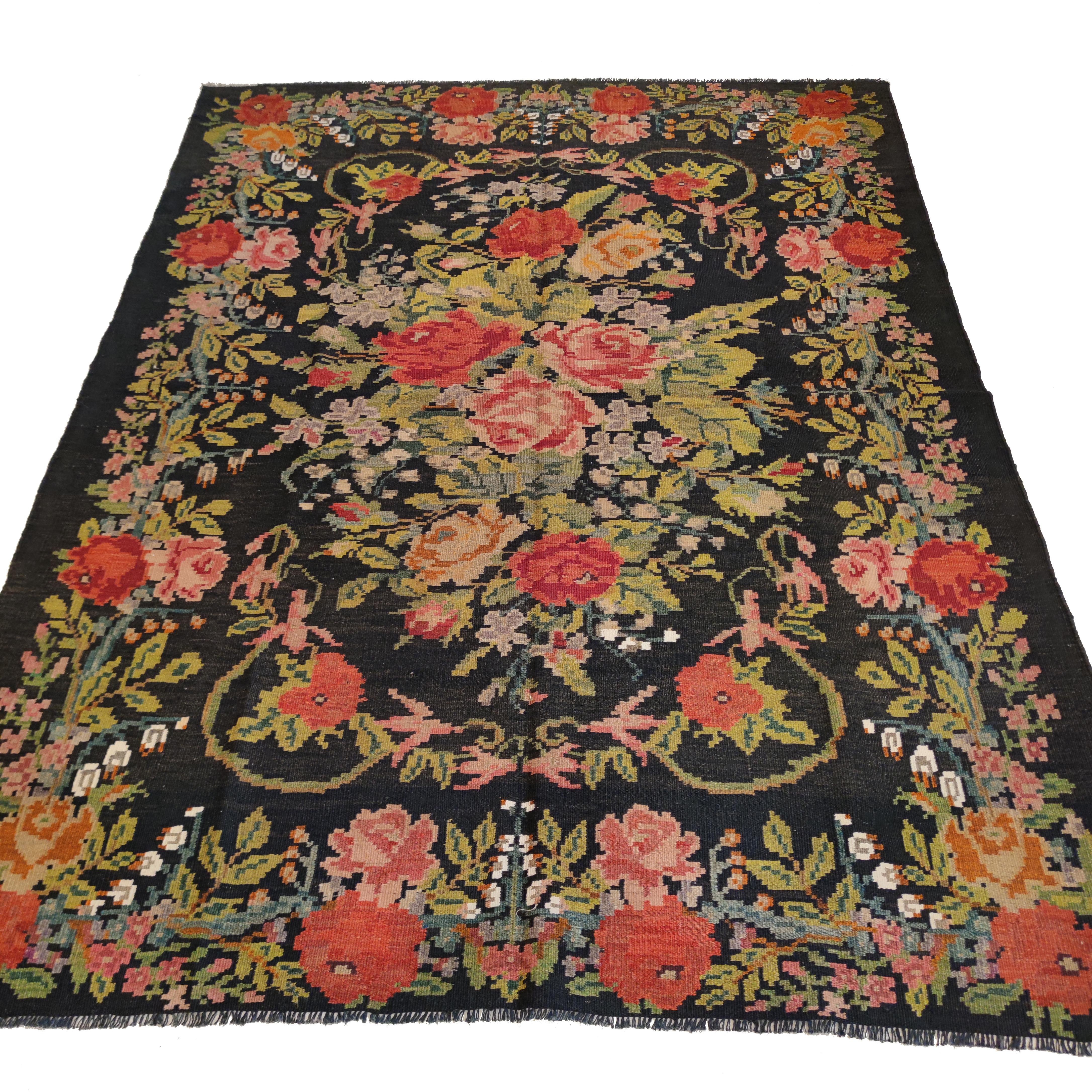 The kilims known as 'Bessarabian' were woven in the Russian regions of Ukraine and Moldovia. Intended to satisfy the demands of the Russian aristocracy at a time when continental interiors were particularly in vogue, these flat-weaves were