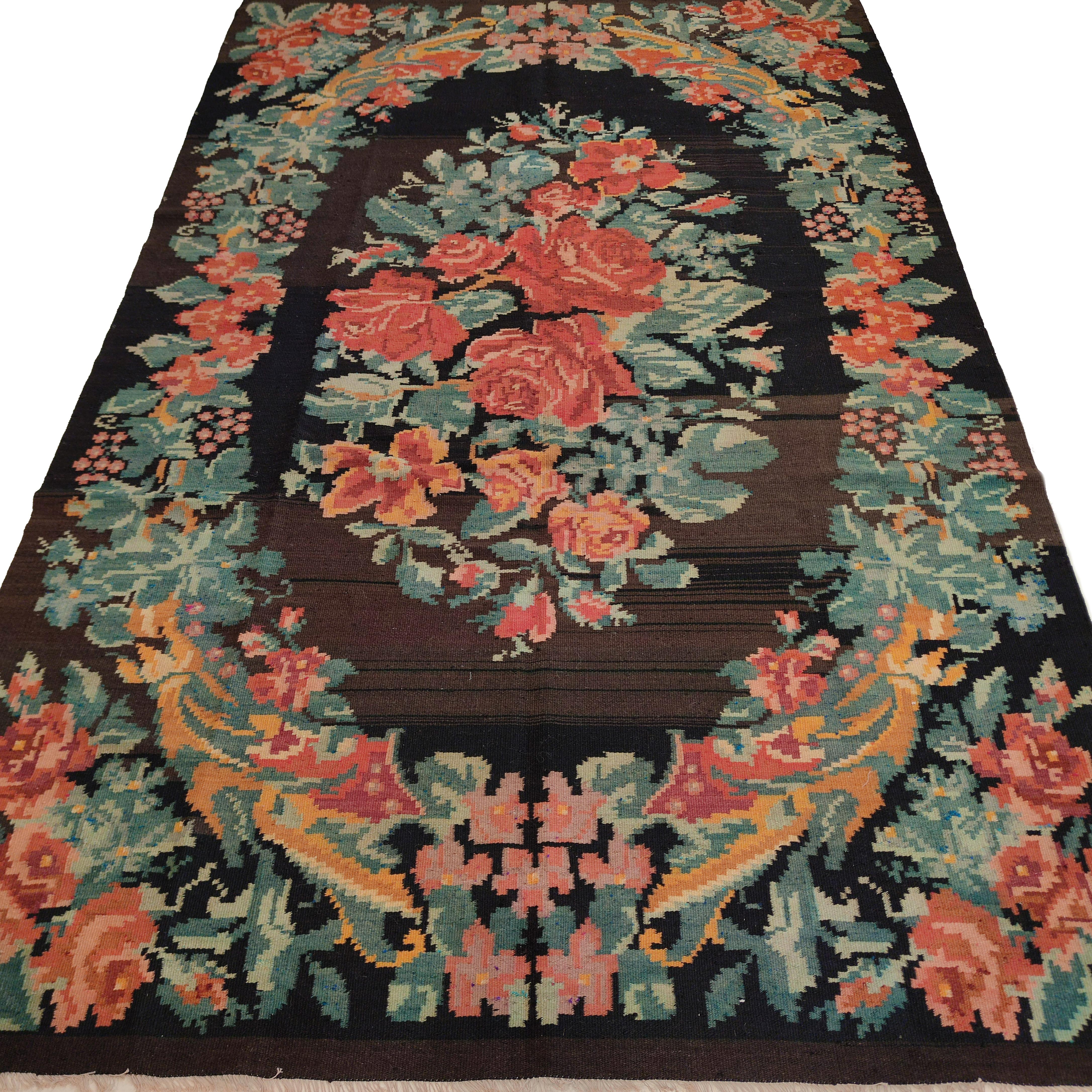 The kilims known as 'Bessarabian' were woven in the Russian regions of Ukraine and Moldovia. Intended to satisfy the demands of the Russian aristocracy at a time when continental interiors were particularly in vogue, these flat-weaves were