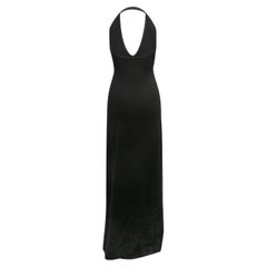 Schwarzes Halston Maxi-Halterkleid aus Kaschmir in Schwarz, Größe US S/M