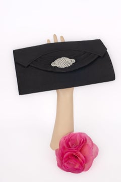 Vintage Black Handbag with Brooch