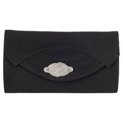 Vintage Black Handbag with Brooch