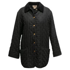 Schwarze gesteppte Vintage-Jacke von Hermes in Schwarz, Größe FR 38