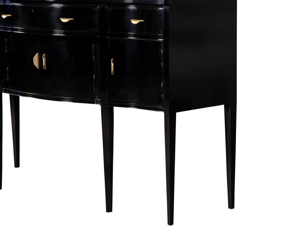 Wood Vintage Black High Gloss Sideboard Buffet by Hickory Chair Co