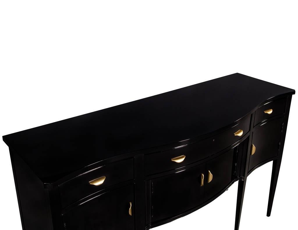 Hepplewhite Vintage Black High Gloss Sideboard Buffet by Hickory Chair Co