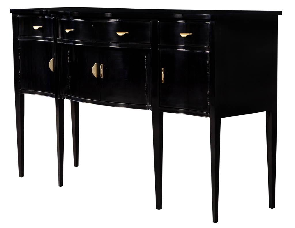 Late 20th Century Vintage Black High Gloss Sideboard Buffet by Hickory Chair Co