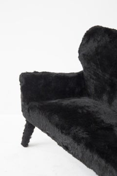 Vintage Black Imitation Fur Sofa
