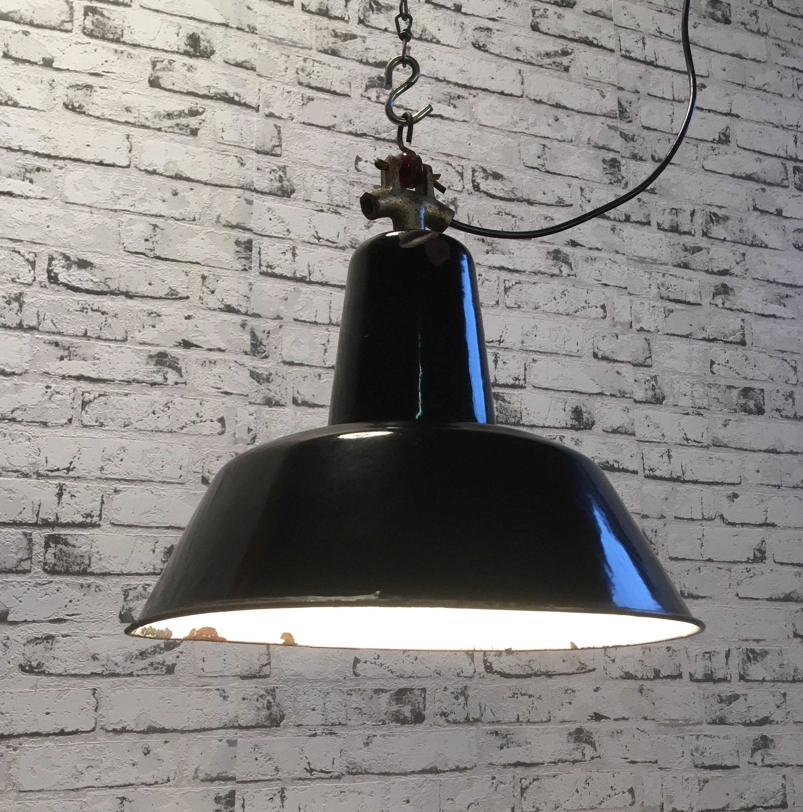 Bauhaus Vintage Black Industrial Ceiling Lamp, 1930s