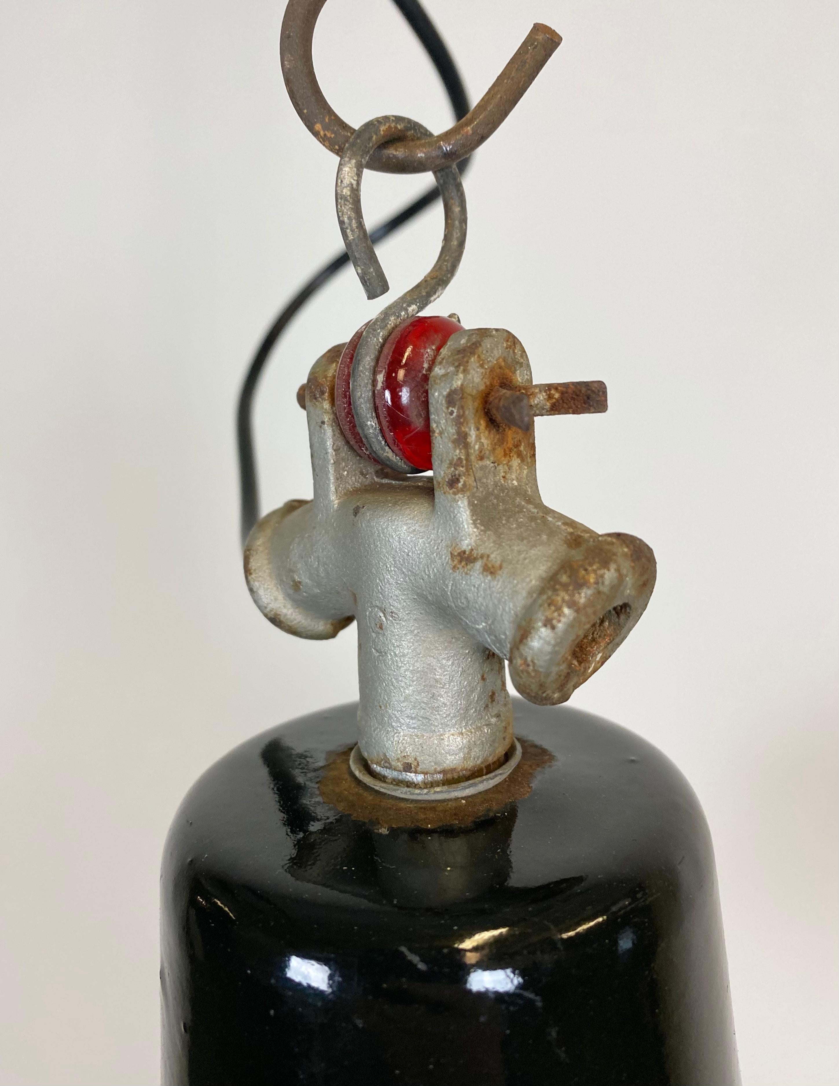 Czech Vintage Black Industrial Ceiling Lamp, 1930s For Sale