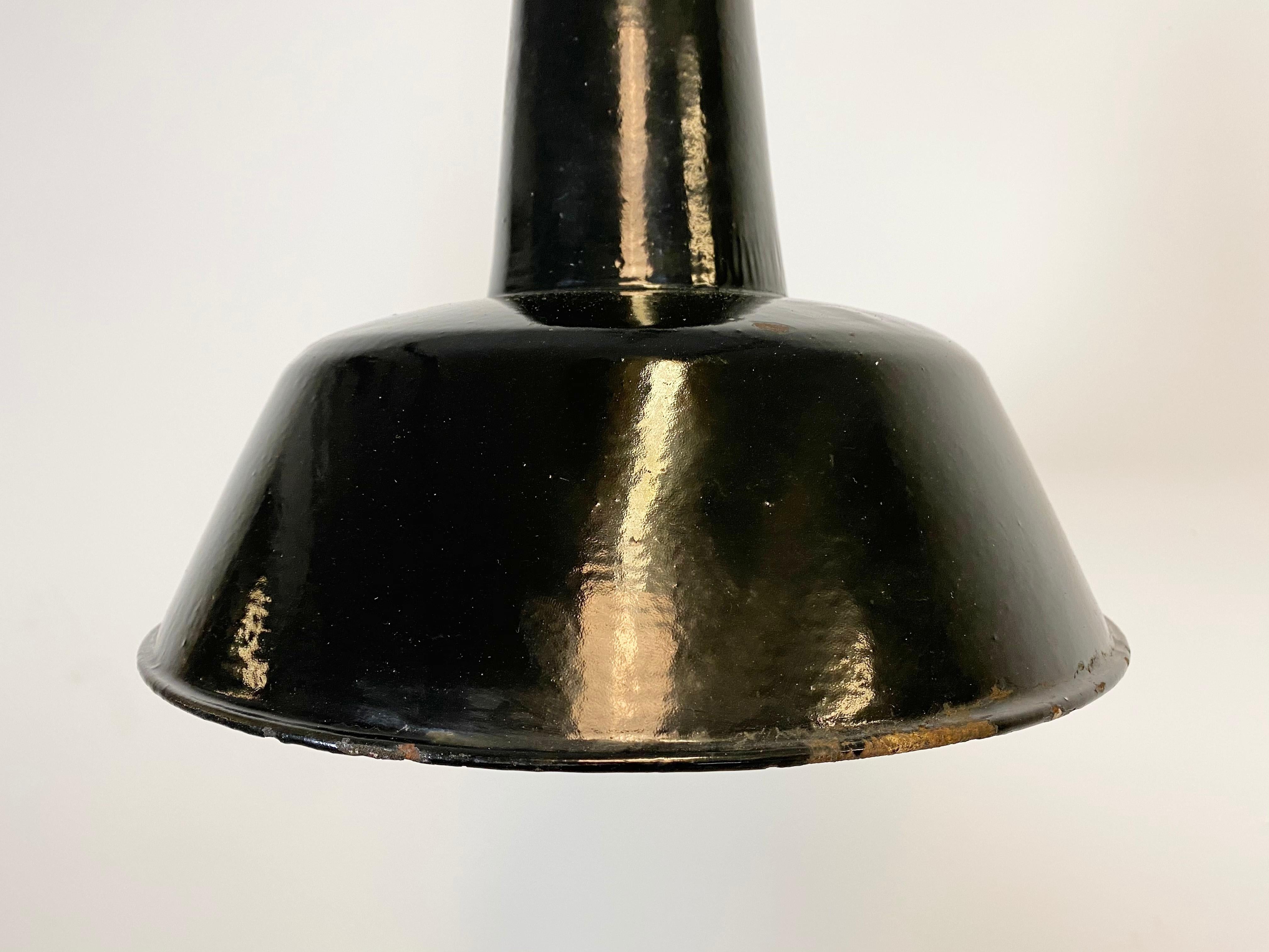Cast Vintage Black Industrial Ceiling Lamp, 1930s For Sale