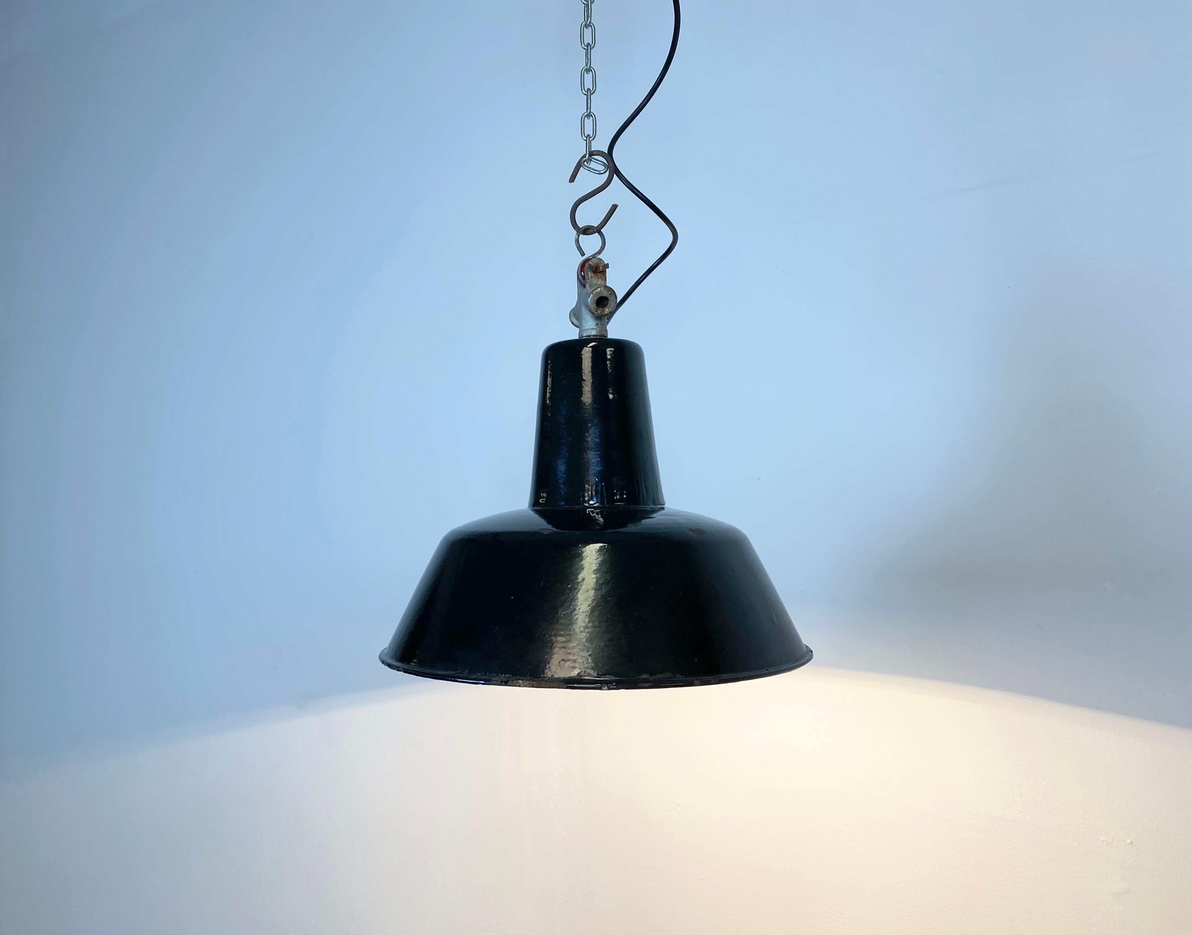 20th Century Vintage Black Industrial Ceiling Lamp, 1930s For Sale