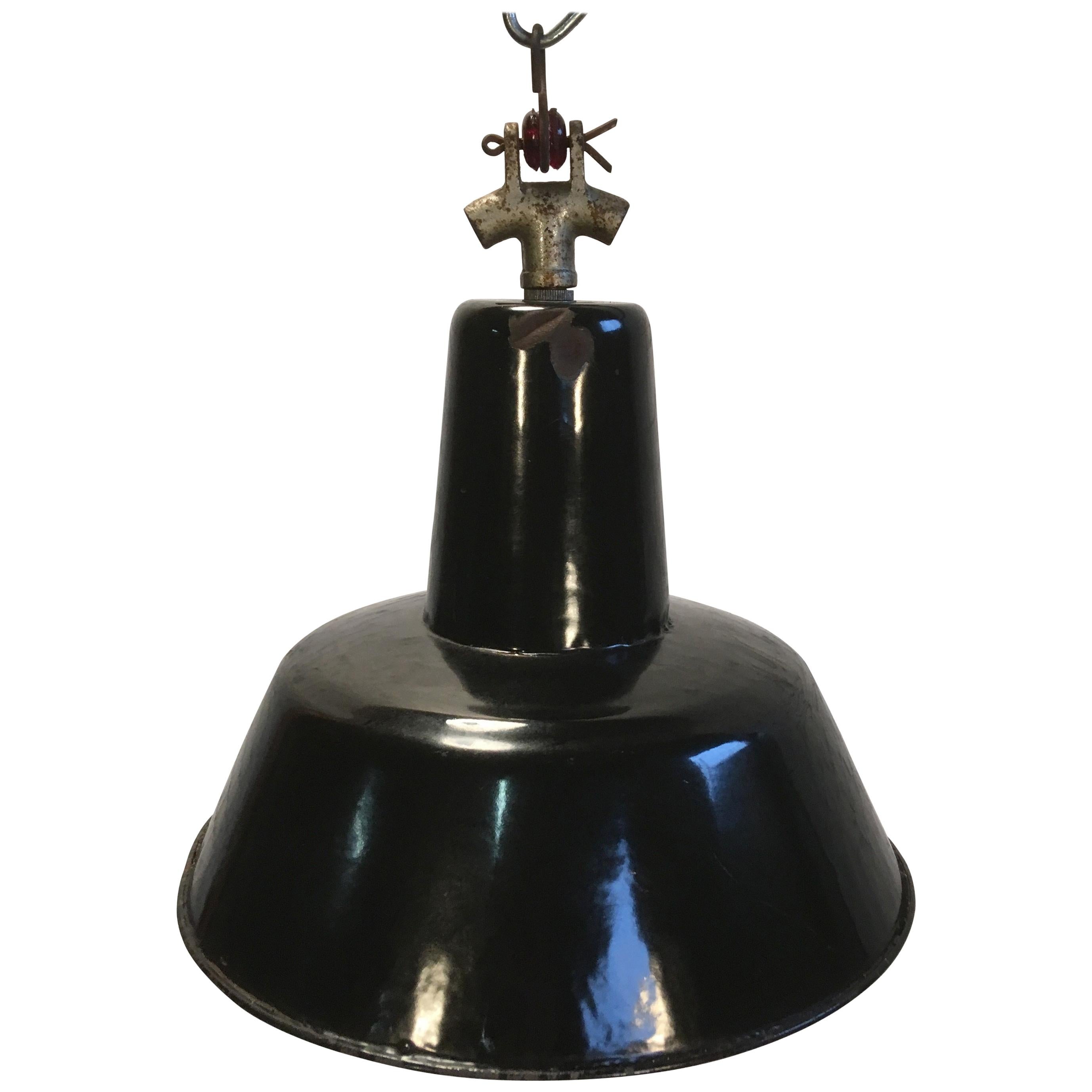Vintage Black Industrial Ceiling Lamp, 1930s