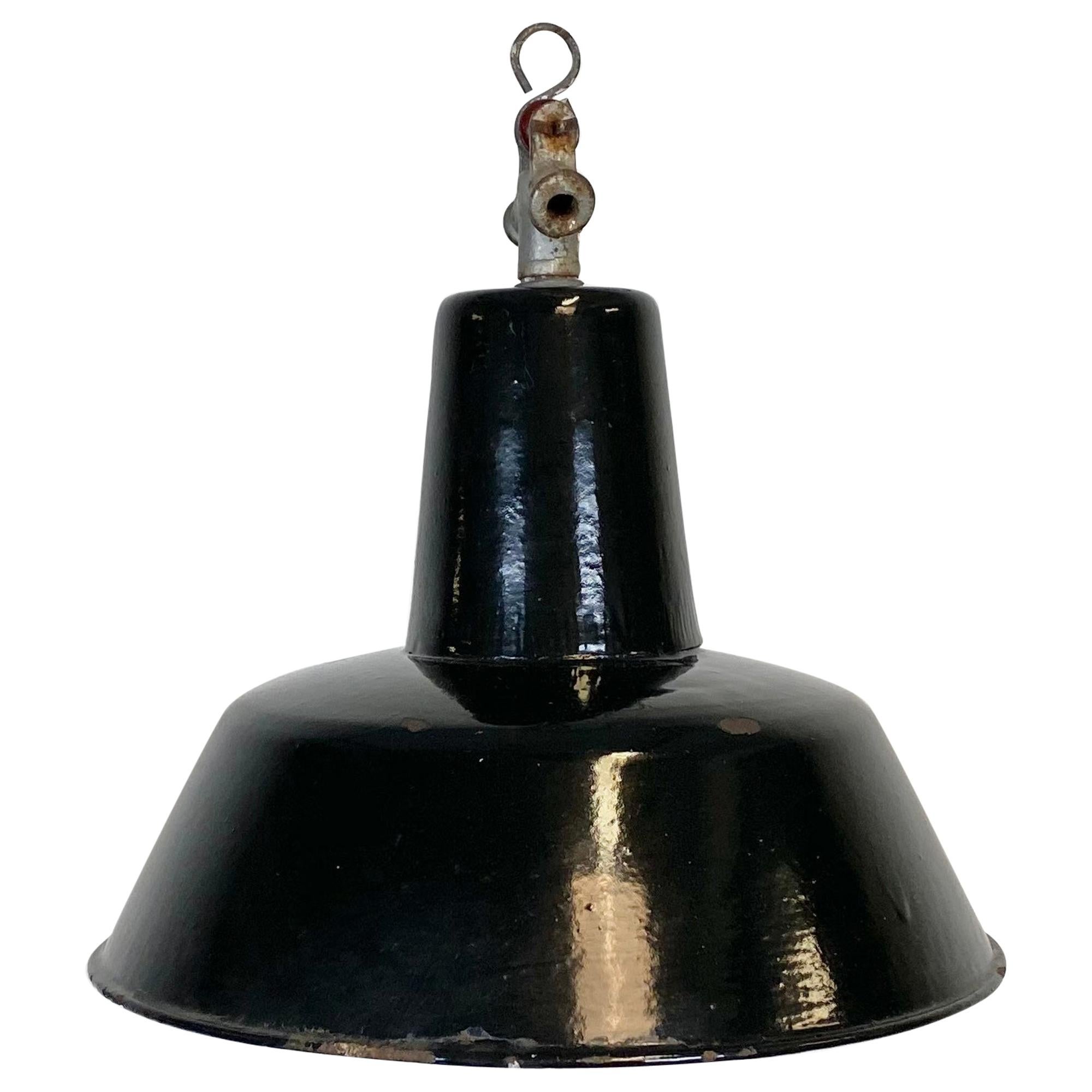 Vintage Black Industrial Ceiling Lamp, 1930s For Sale