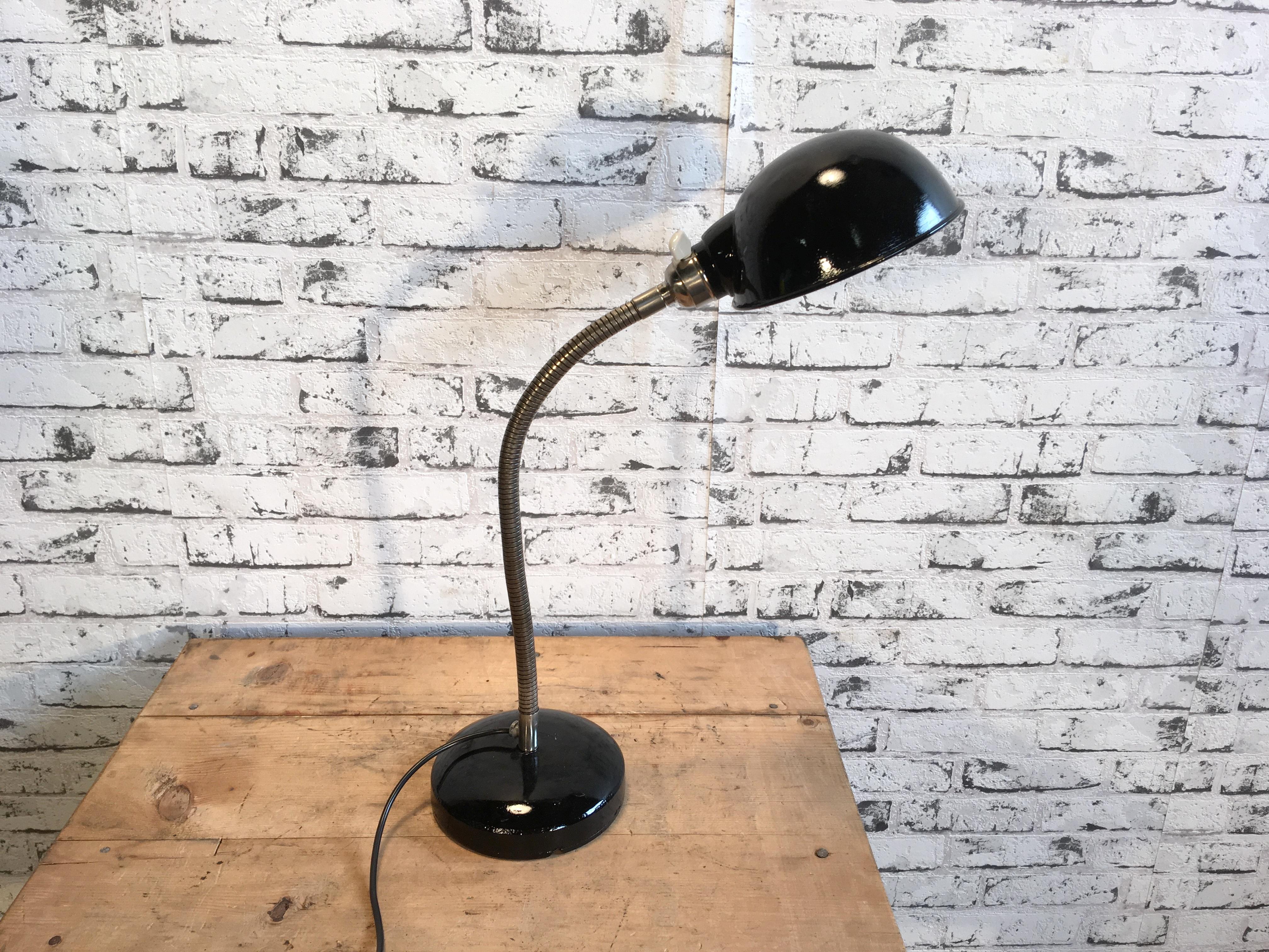European Vintage Black Industrial Gooseneck Desk Lamp, 1950s