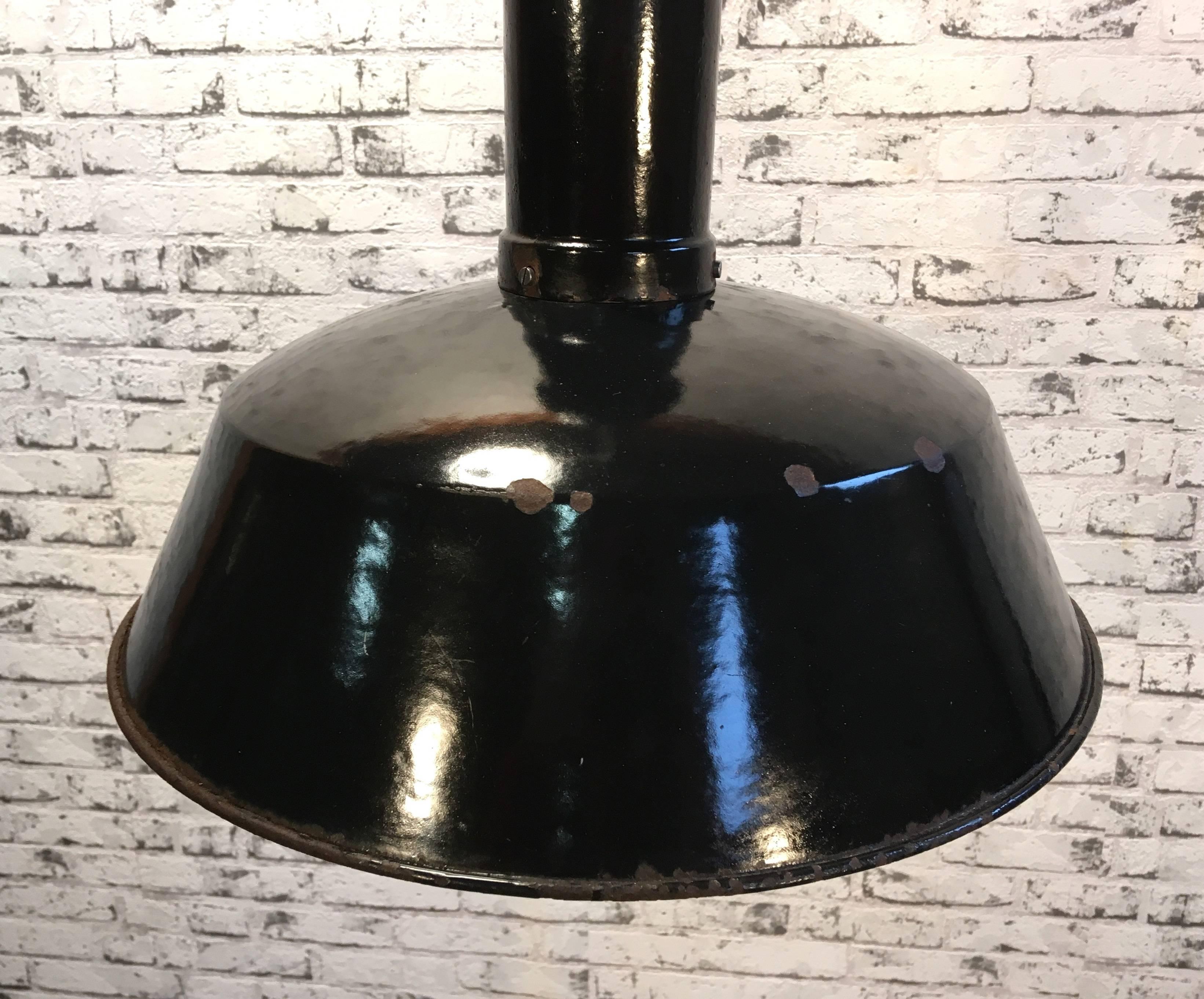 Enameled Vintage Black Industrial Pendant Light, 1930s