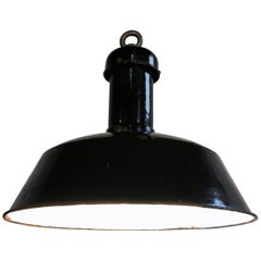 black industrial light Vintage Black Industrial Pendant Light, 1930s