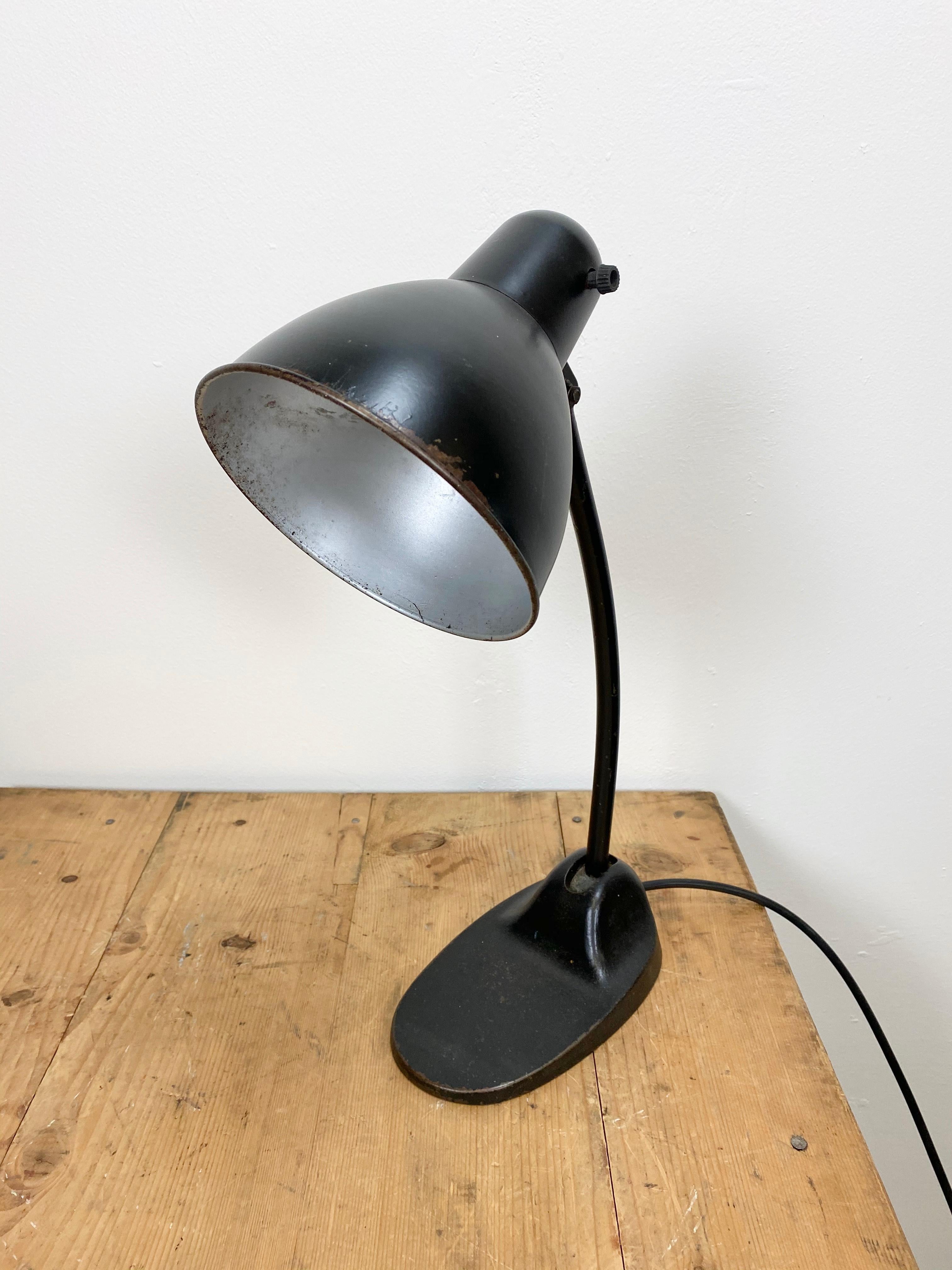 Bauhaus Vintage Black Industrial Table Lamp, 1930s