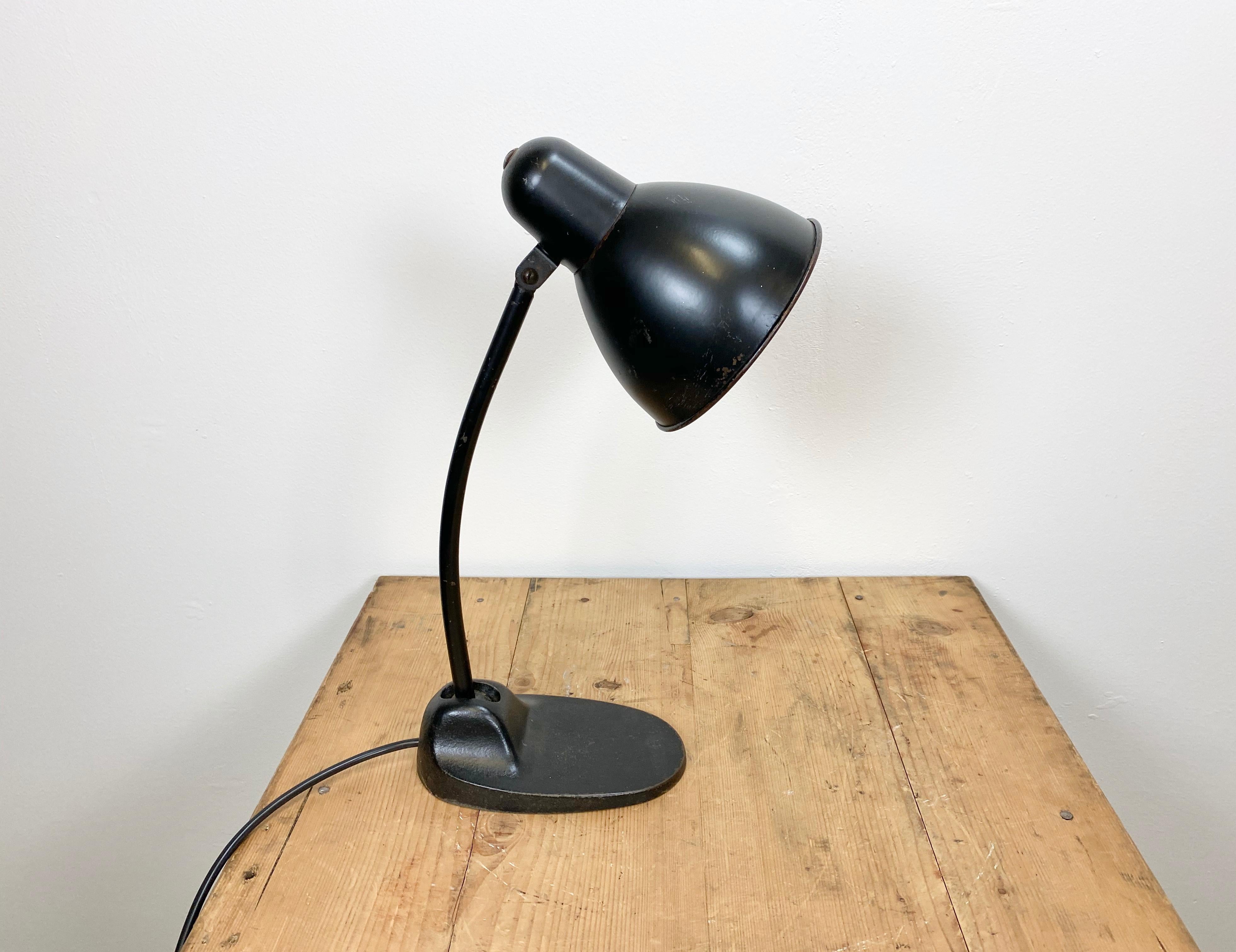 European Vintage Black Industrial Table Lamp, 1930s