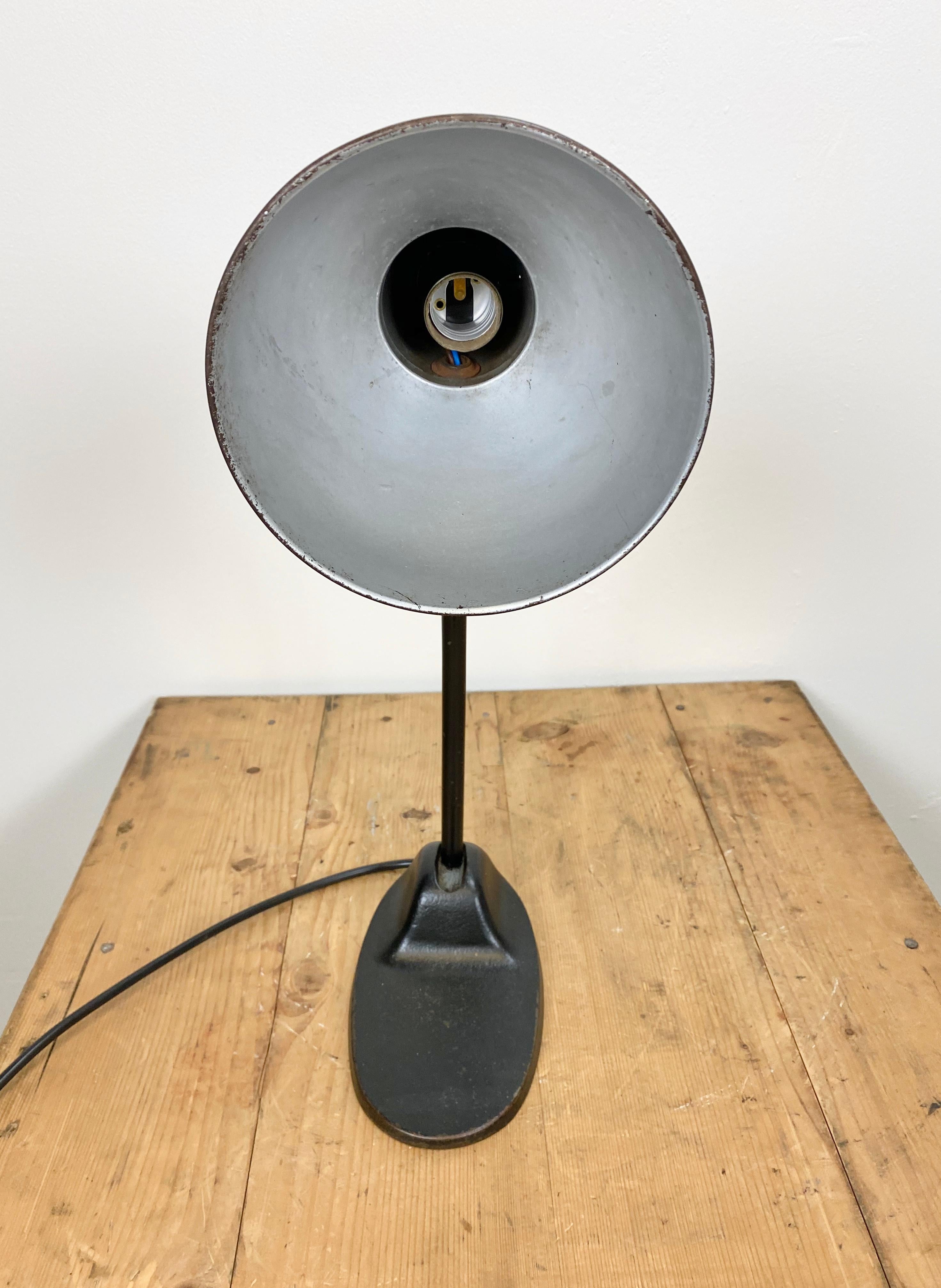 Vintage Black Industrial Table Lamp, 1930s In Good Condition In Kojetice, CZ