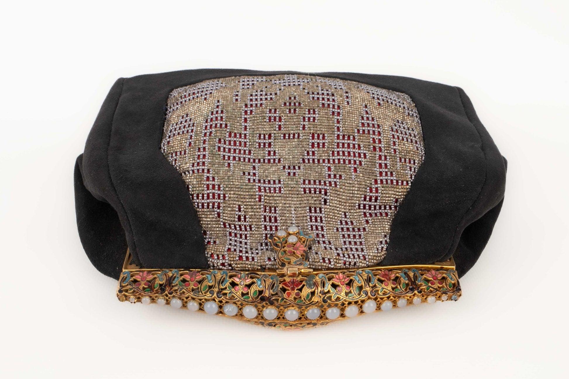 Vintage Black Inside-out Leather Clutch Bag In Good Condition For Sale In SAINT-OUEN-SUR-SEINE, FR