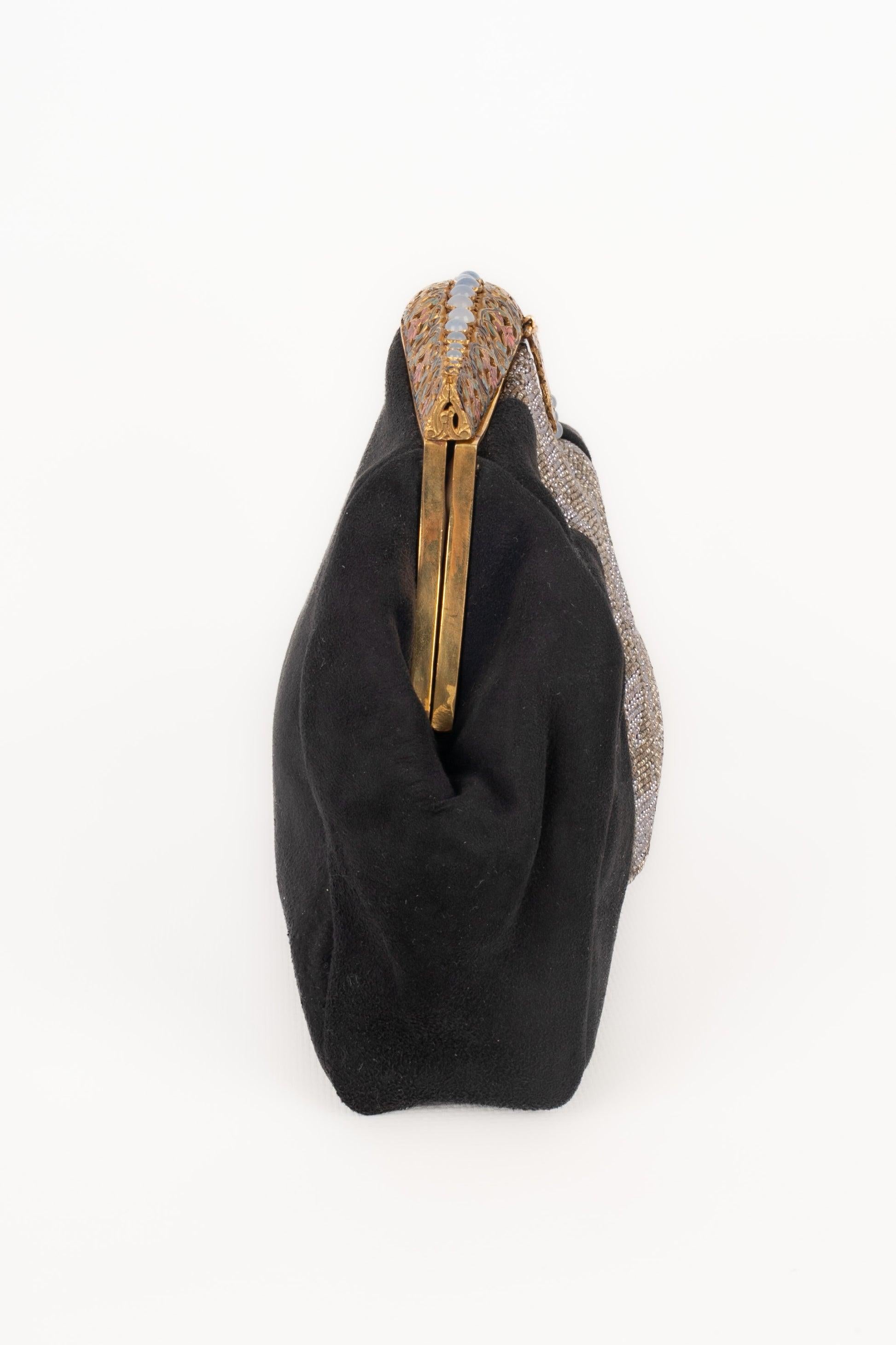 Women's Vintage Black Inside-out Leather Clutch Bag For Sale