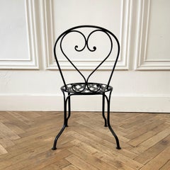 Vintage Black Iron French Patio Outdoor Table and Chairs