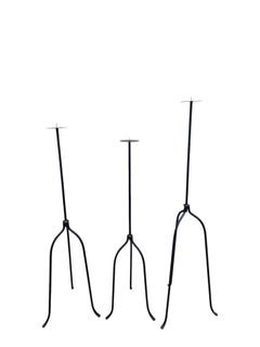 Vintage Black Iron Nail-Top Candle Stands – Set of 3