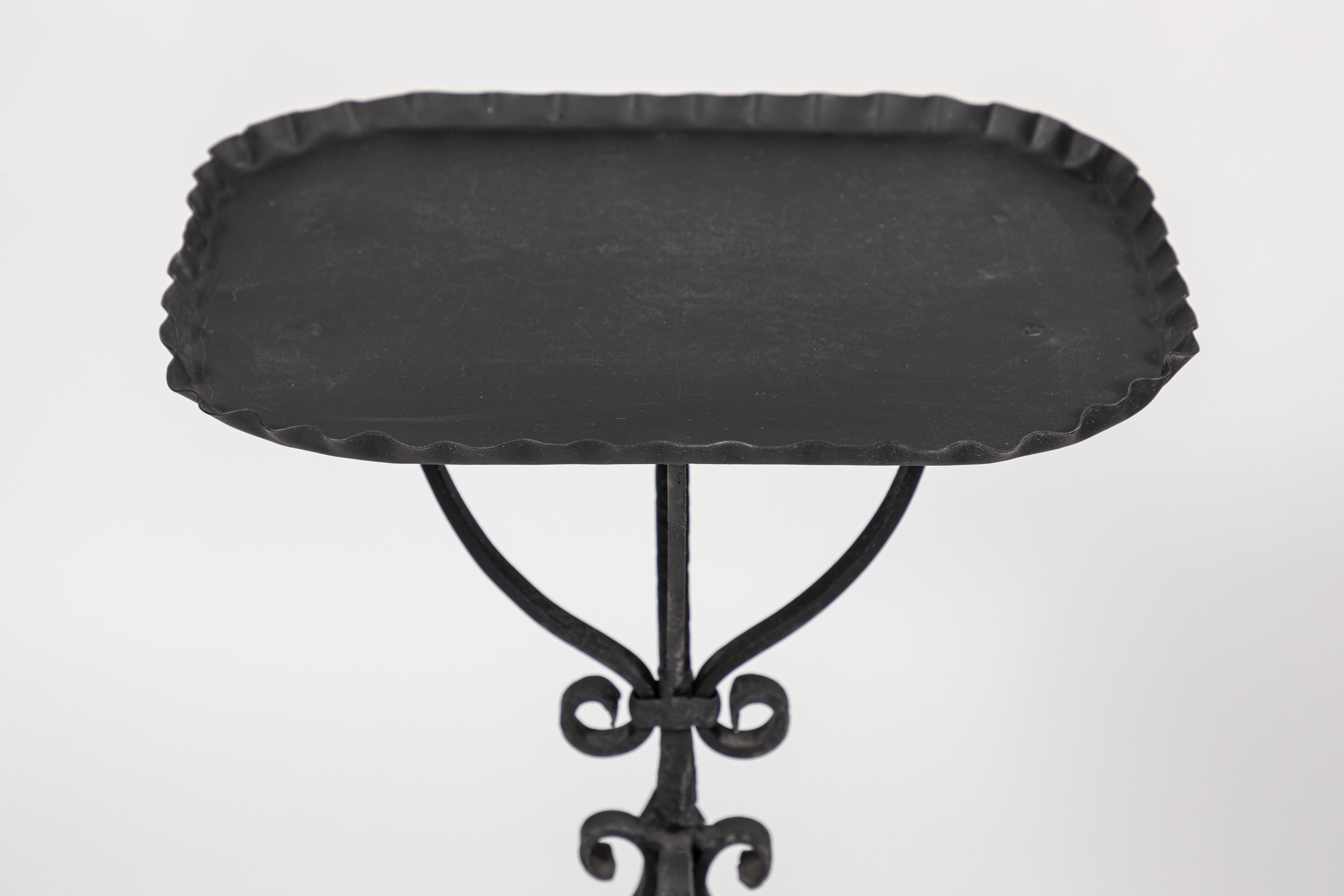 Painted Vintage Black Iron Side Table