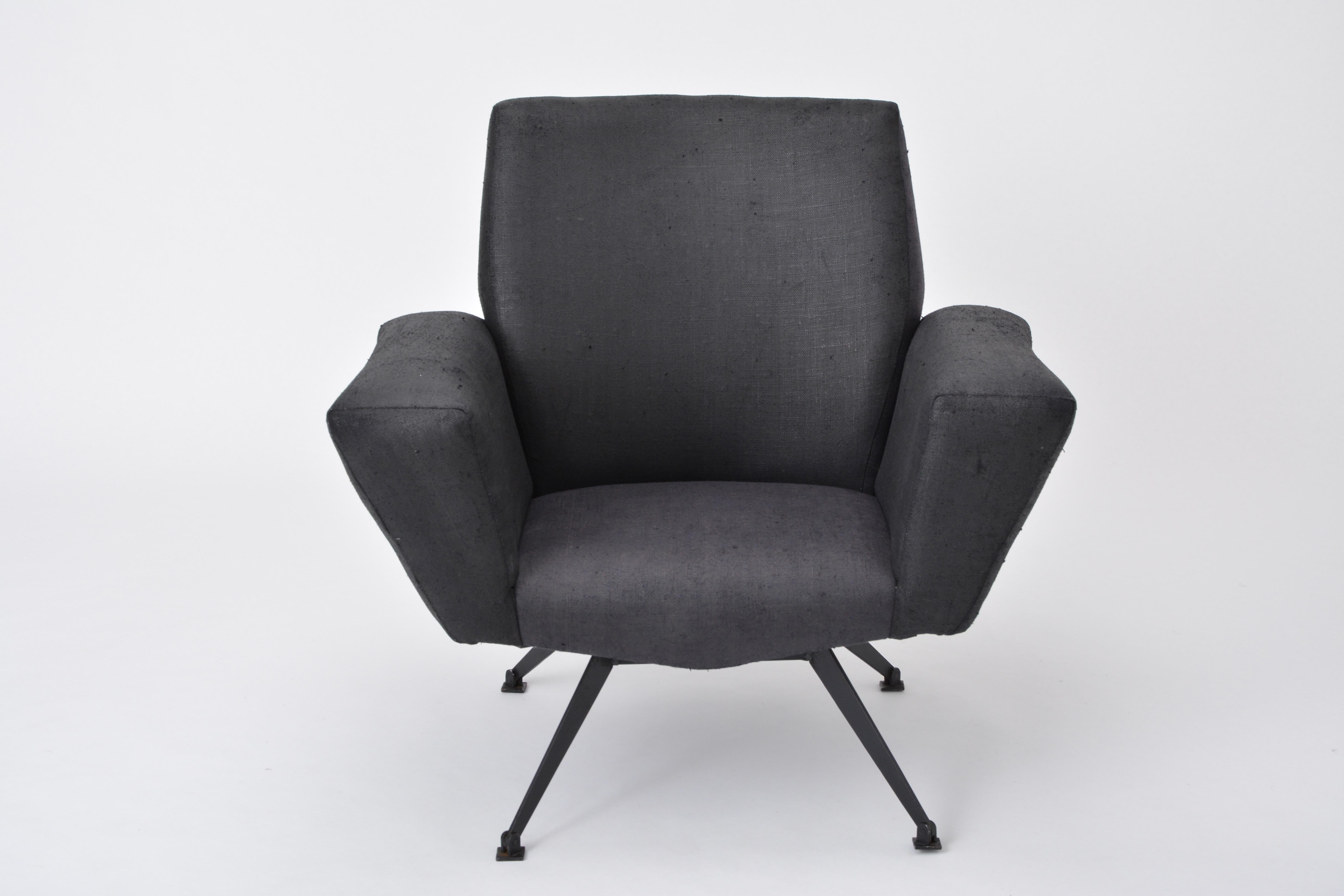 Vintage Black Italian Lounge Chair Model 548 by Lenzi, 1960s 1