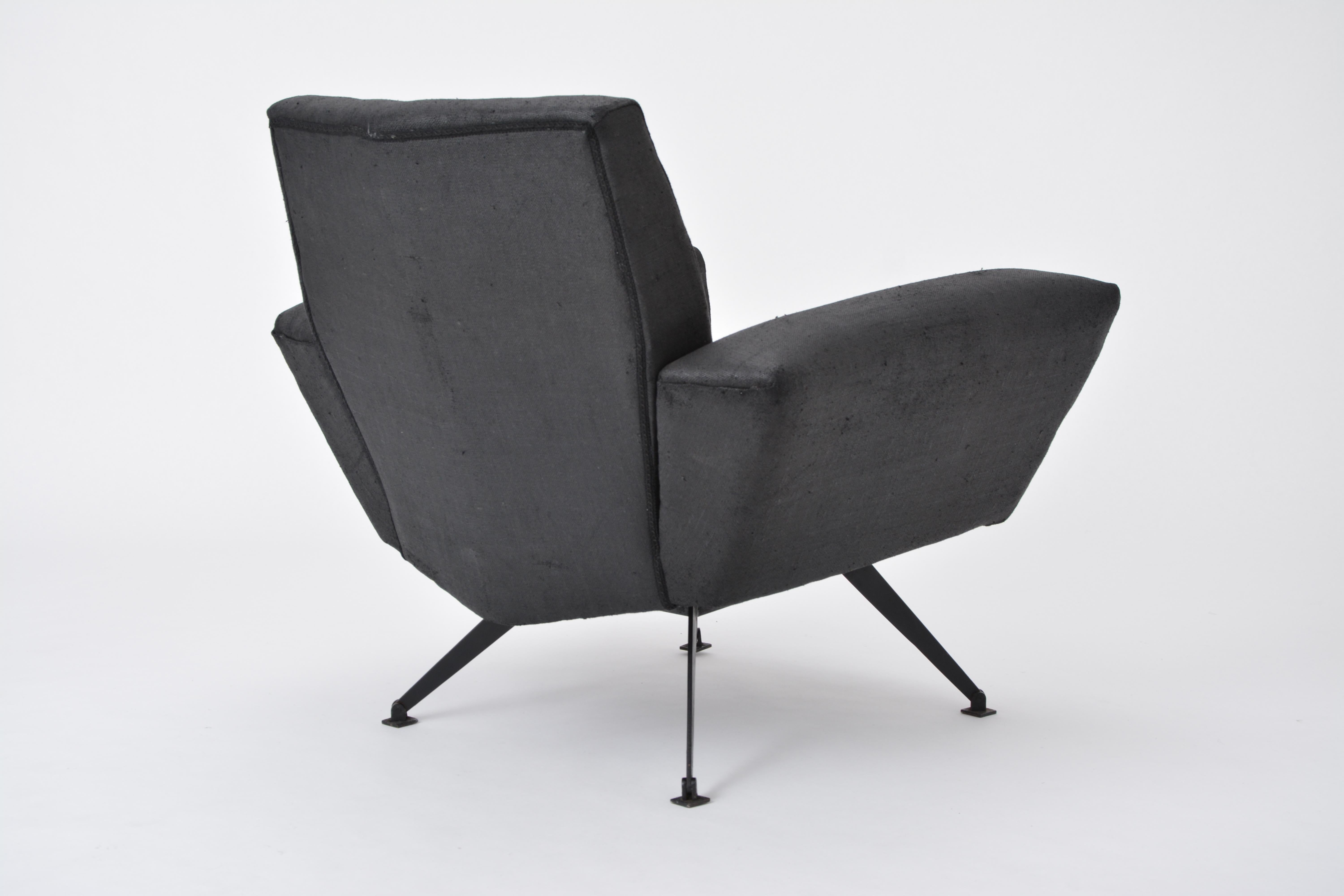 Vintage Black Italian Lounge Chair Model 548 by Lenzi, 1960s (Italienisch)