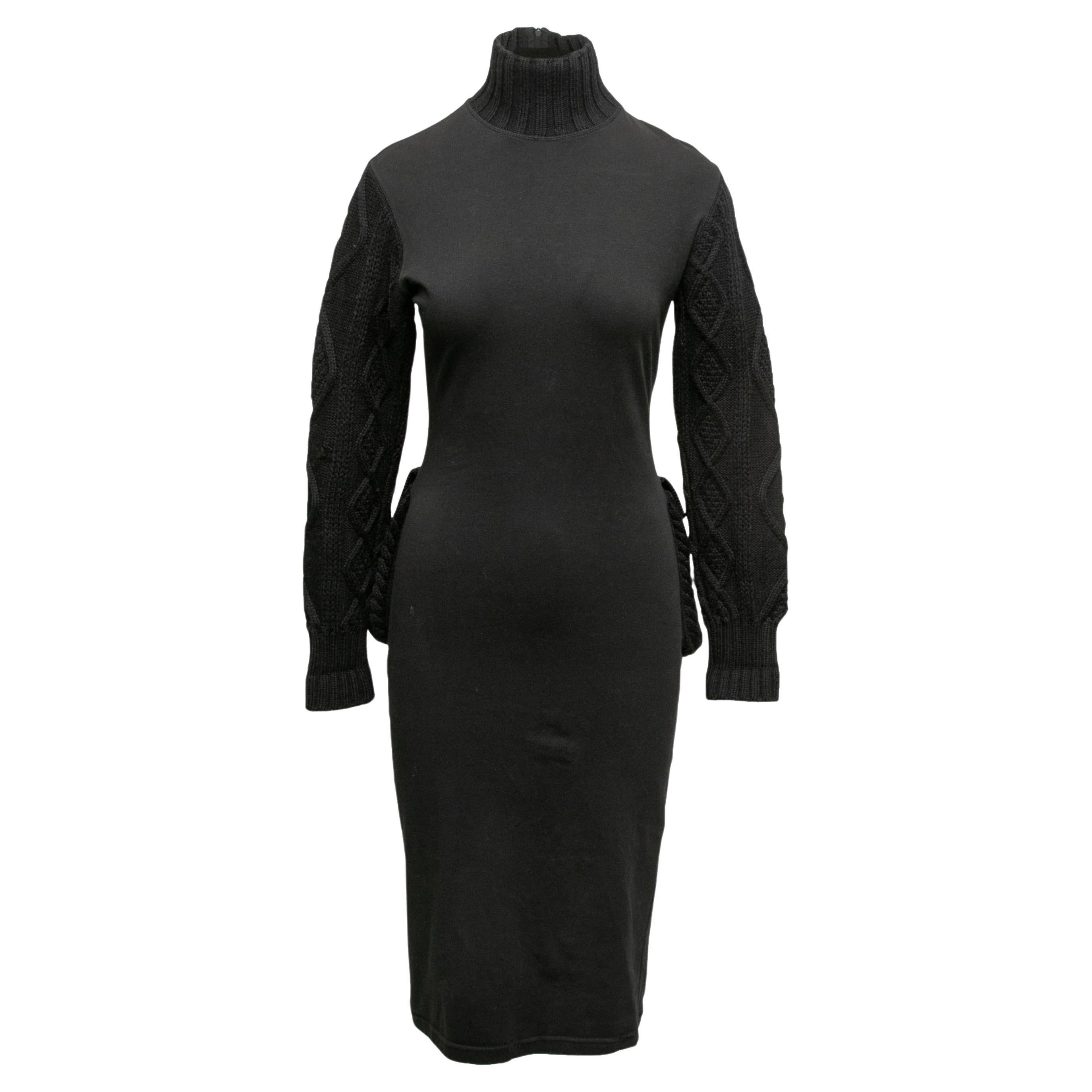 Vestido jersey negro vintage Jean Paul Gaultier Maille con mezcla de lana Talla IT 42 en venta