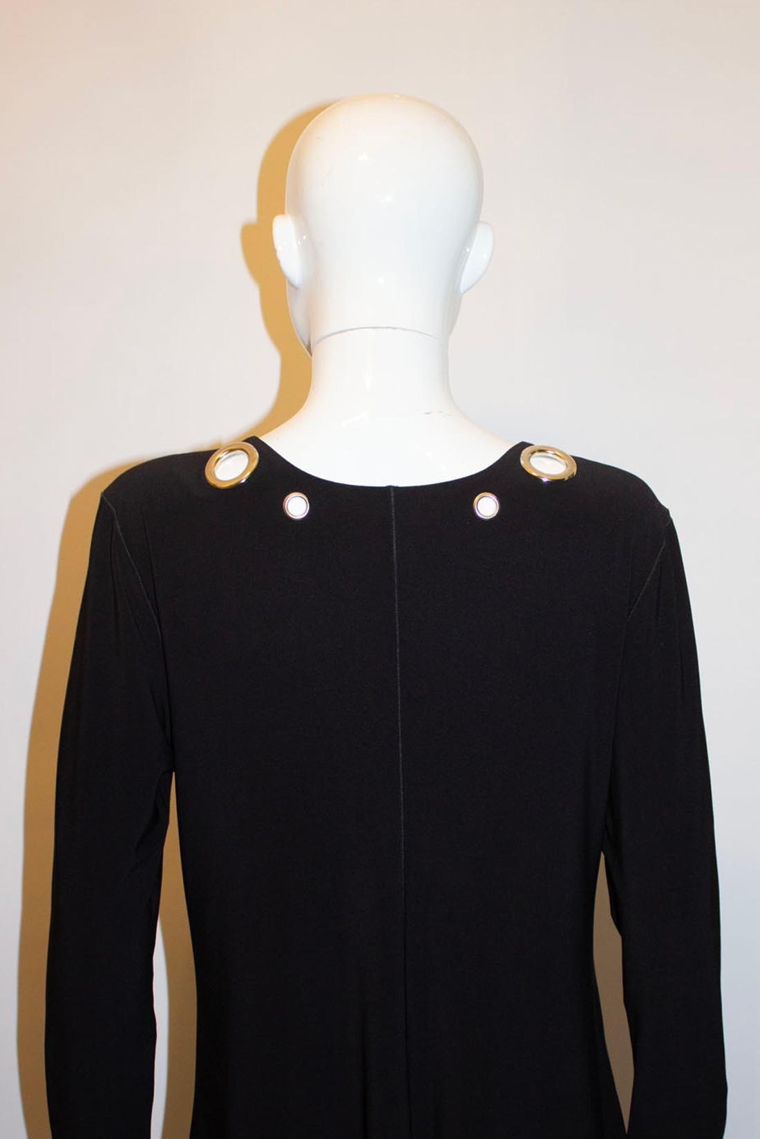 Men's Vintage Black Jersey Dress with Decorative Holes For Sale