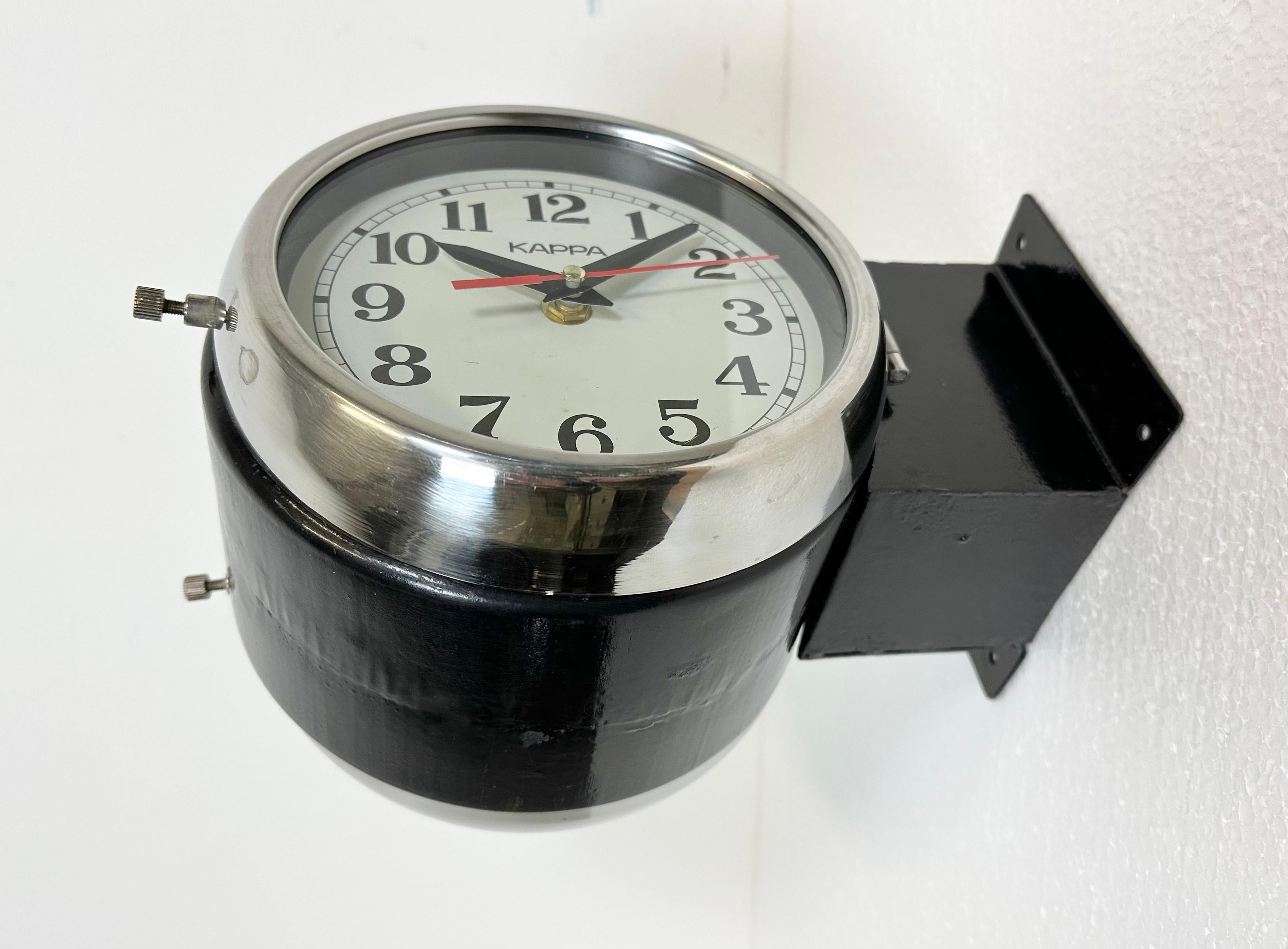 Vintage Black Kappa Double-Sided Navy Wall Clock, 1980s 4
