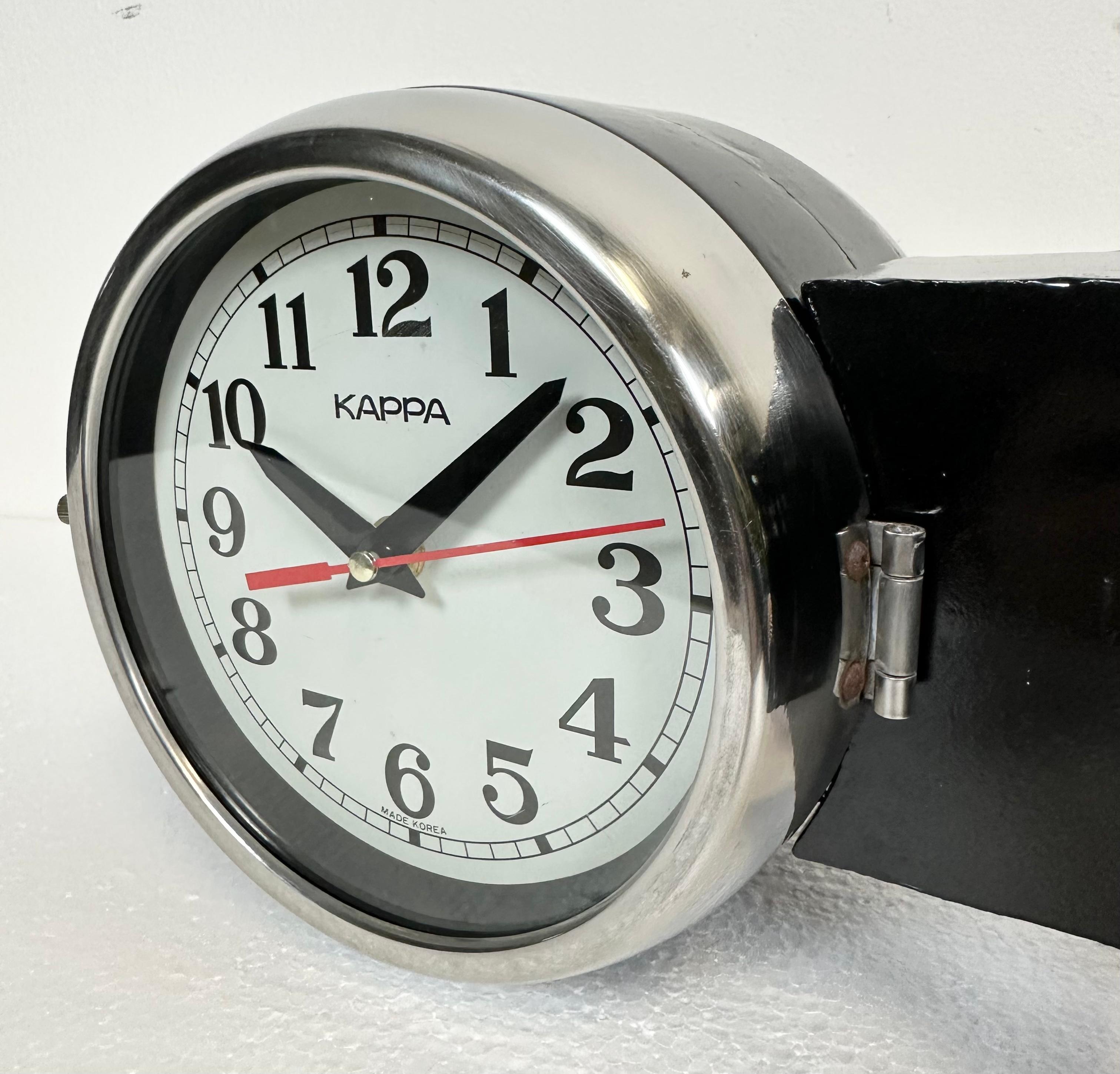 Vintage Black Kappa Double-Sided Navy Wall Clock, 1980s 6
