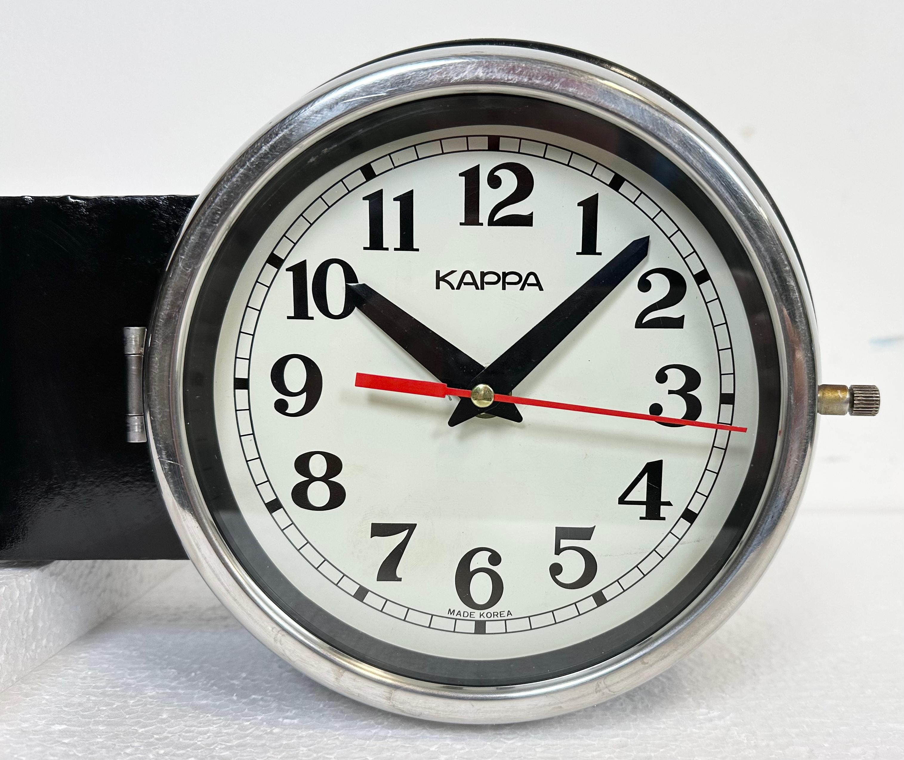 Vintage Black Kappa Double-Sided Navy Wall Clock, 1980s 10